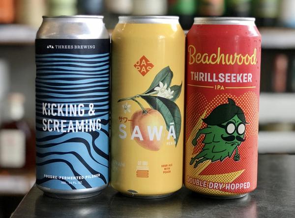 Gene's Beer Picks of the week of January 23, 2021 feature Threes Brewing Kicking & Screaming an Oak-aged Pilsner, Cervejaria Japas Sawā Peach a Fruited Sour Ale and Beachwood DDH Thrillseeker a West Coast IPA